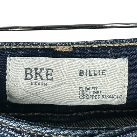 BKE 31 X 28 Billie Slim High Rise Crop Straight Dark Wash Raw Hem Stretch Jeans - Picture 4 of 9